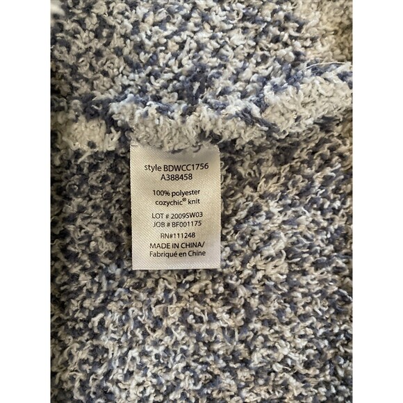 Barefoot Dreams CozyChic Hi-Low Pullover Blue/Cream Sweater -Size L - Picture 16 of 16